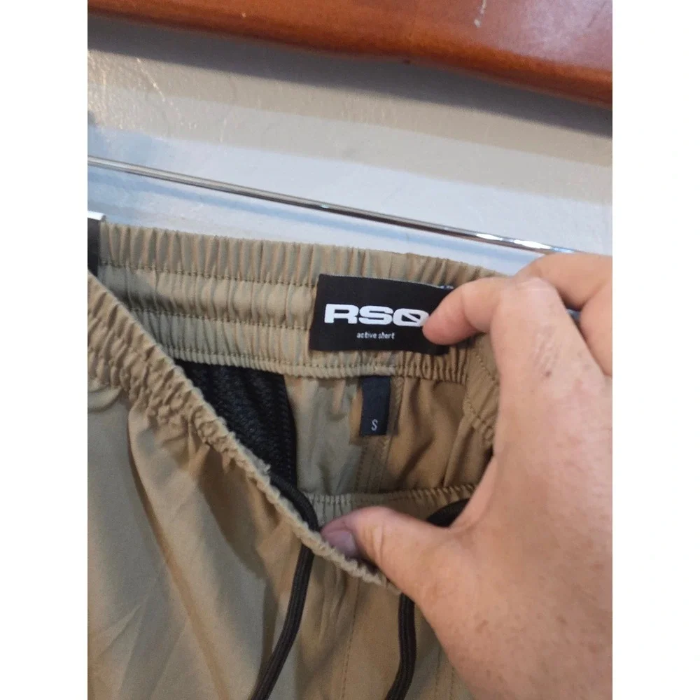 RSQ Active Shorts Mens Small Khaki Tan Elastic Waist Drawstring NWT MAS202201